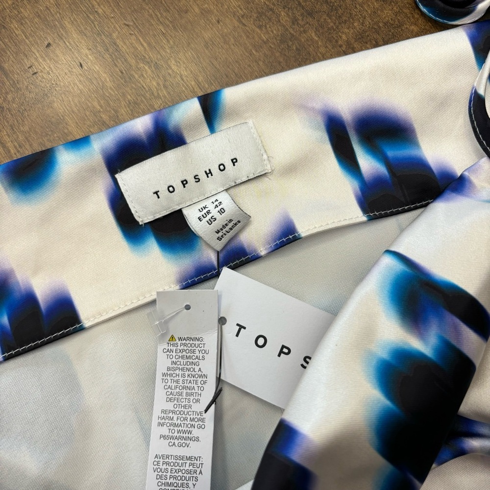 Topshop square neck wrap tie midi slip dress in blue floral - Picture 7 of 10